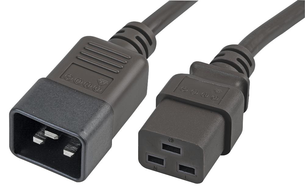 PELR0027 POWER CORD,IEC 60320 C20-C19, 500MM PRO ELEC