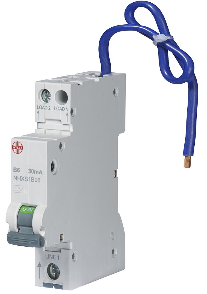 NHXS1B06 6A 30MA RCBO SINGLE MODULE B CURVE WYLEX