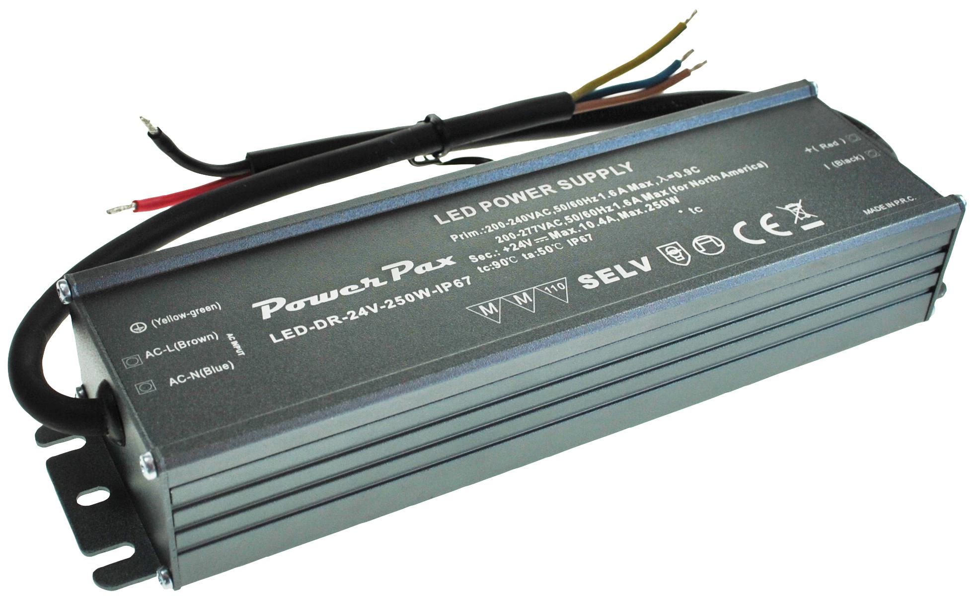 LED-DR-24V-250W-IP67 LED DRIVER 24V DC 10.4A 250W IP67 POWERPAX