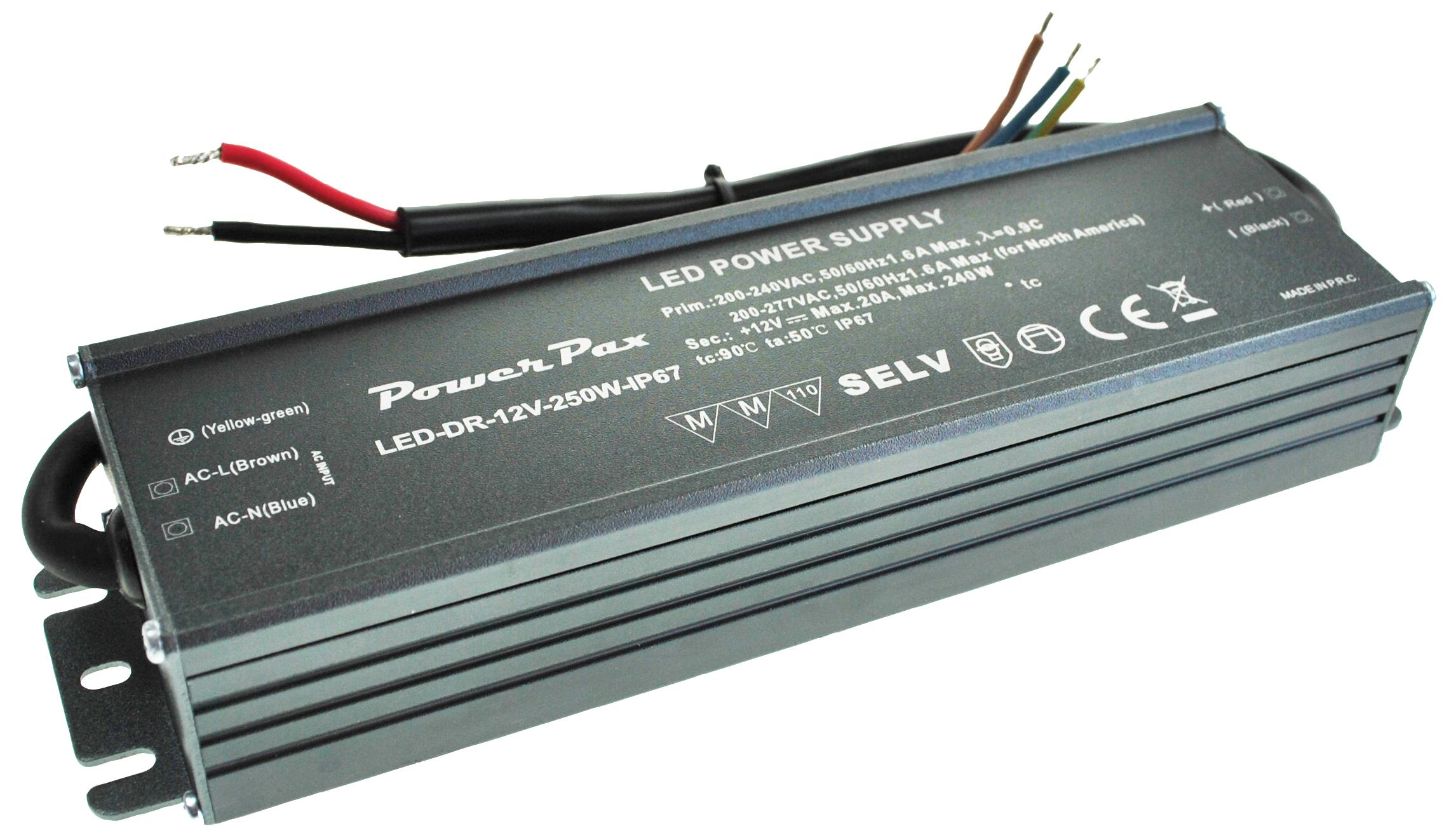 LED-DR-12V-250W-IP67 LED DRIVER 12V DC 20A 240W IP67 POWERPAX