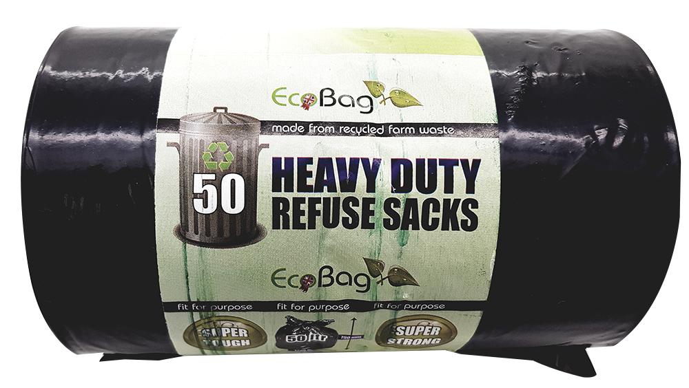 HB001 50 HEAVY DUTY REFUSE SACKS - 50 LITRES ECOBAG