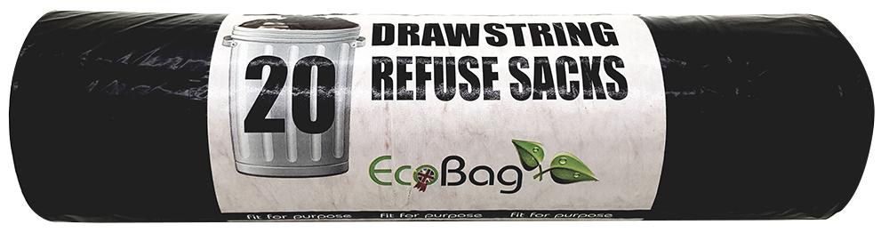 231 20 DRAWSTRING REFUSE SACKS - 80 LITRES ECOBAG