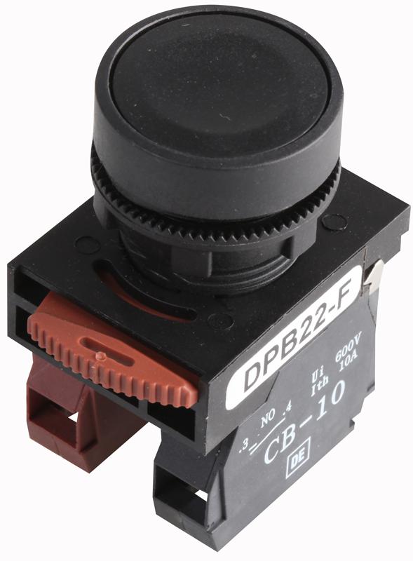 DPB22-F11B SWITCH, NON ILLUMINATED, FLUSH, BLACK HYLEC