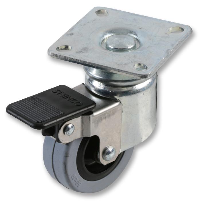 W0995 GREY SWIVEL CASTOR + BRAKE - 50MM / 40KG PENN ELCOM