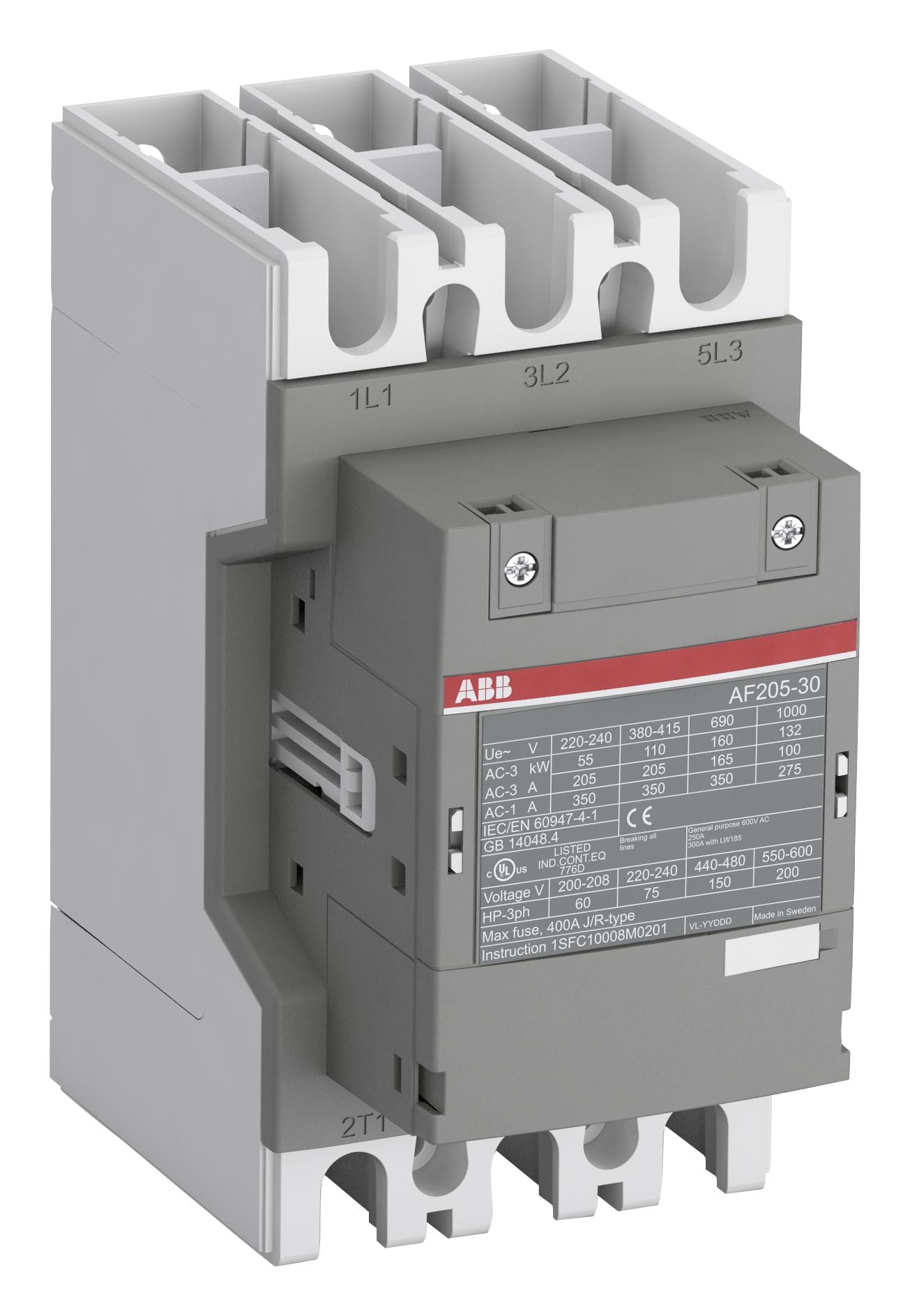 ABB Contactors AF205-30-11-11 CONTACTOR, 3PST-NO, 1KV, DINRAIL ABB 2564914 AF205-30-11-11