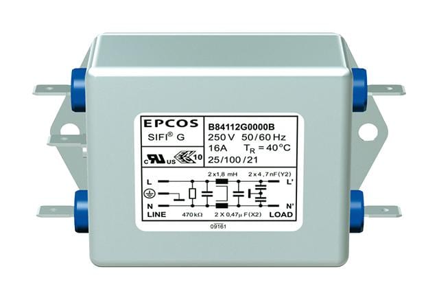EPCOS Power Line B84112G0000B020 POWER LINE FILTER, STANDARD, 2A, QC EPCOS 3296517 B84112G0000B020