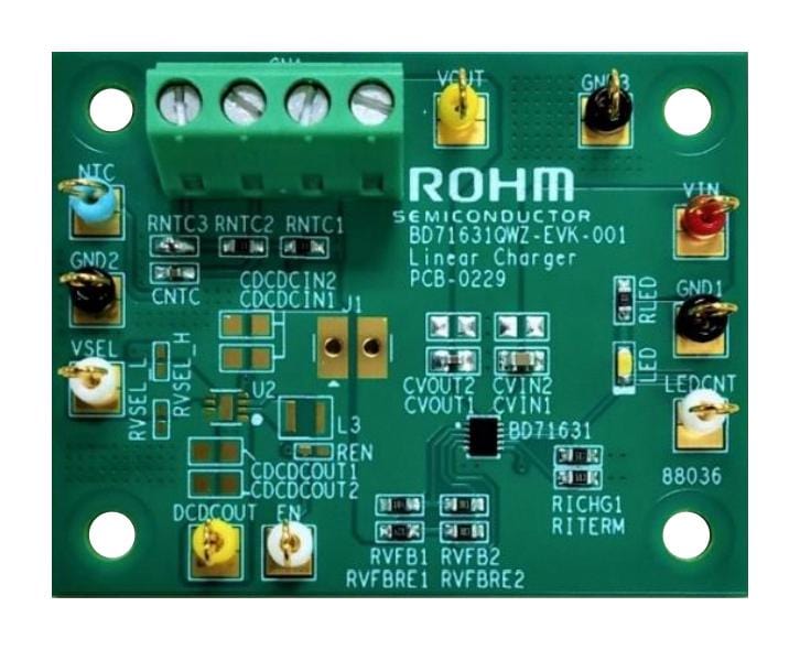 ROHM Battery Management BD71631QWZ-EVK-001 EVALUATION BOARD, BATTERY CHARGER ROHM 3778764 BD71631QWZ-EVK-001