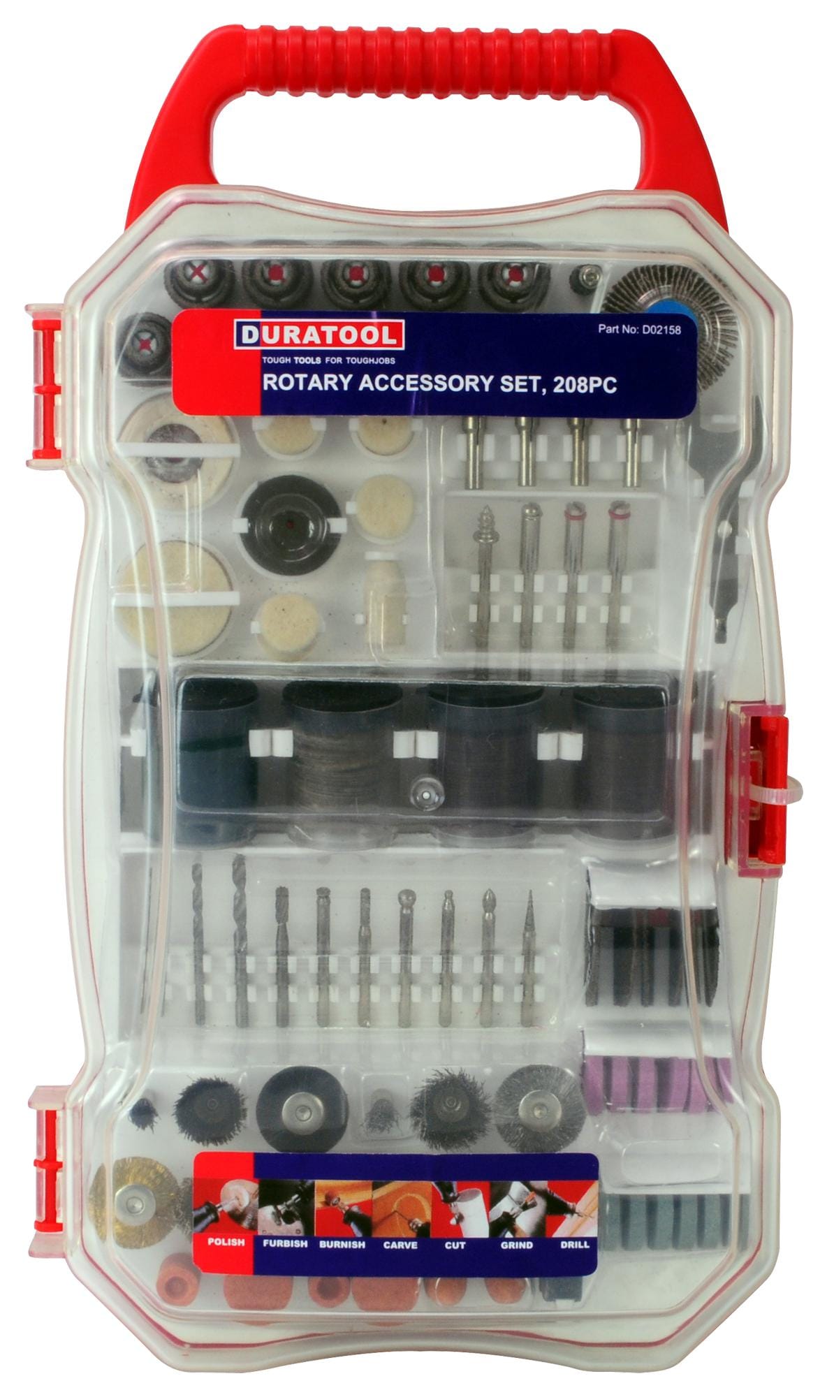 DURATOOL Mechanical D02158 SET, ROTARY ACCESS, 208PC DURATOOL 2103256 D02158