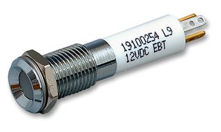 19100254 - Multicolour Panel Indicators, Satin Chrome Bezel, Red, Yellow, Green, 8 mm, R 15mA, Y 30mA, G 15mA - CML INNOVATIVE TECHNOLOGIES