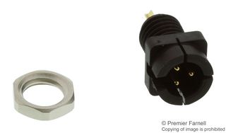 09 9749 30 03 - Circular Connector, 709 Series, Panel Mount Plug, 3 Contacts, Solder Pin, Nylon (Polyamide) Body - BINDER