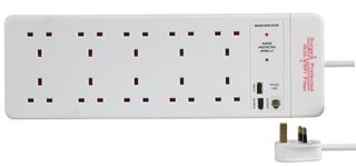 20810RFI-BT-2M - 10 Gang Surge Protected Extension Lead, White 2m - PRO ELEC