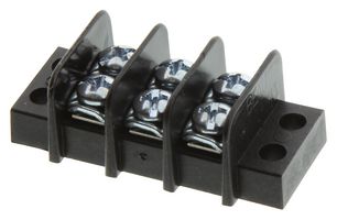 38760-0303 - Panel Mount Barrier Terminal Block, 2 Row, 3 Ways, 22 AWG, 14 AWG, 9.53 mm, 15 A - MOLEX
