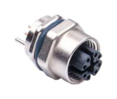 MSXS-08PFFP-SF7001 - Sensor Connector, M Series, M12, Female, 8 Positions, PCB Socket, Straight Panel Mount - AMPHENOL LTW