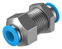 QSS-8-F - Pneumatic Fitting, Push-In Bulkhead Fitting, M16, 14 bar, 8 mm, Brass, QSS - FESTO