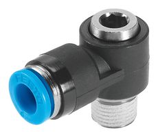 153103 - Pneumatic Fitting, Push-In L-Fitting, R3/8, 14 bar, 10 mm, PBT (Polybutylene Terephthalate), QSLV - FESTO