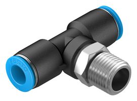 153110 - Pneumatic Fitting, Push-In T-Fitting, R1/4, 14 bar, 8 mm, PBT (Polybutylene Terephthalate), QST - FESTO