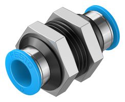 153161 - Pneumatic Fitting, Push-In Bulkhead Fitting, M22, 14 bar, 12 mm, Brass, QSS - FESTO