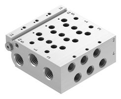 VABM-L1-14W-G14-3 - Manifold Rail, 3 Outlet, G1/4, G1/8, VABM Series, VUVG-B14 Solenoid/B14 G1/8 Sub-Base Valves - FESTO