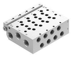 VABM-L1-14W-G14-4 - Manifold Rail, 4 Outlet, G1/4, G1/8, VABM Series, VUVG-B14 Solenoid/B14 G1/8 Sub-Base Valves - FESTO