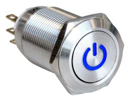 MPI005P28LSBL12 - Vandal Resistant Switch, MPI005, 19 mm, SPDT, Latching, Round - BULGIN LIMITED