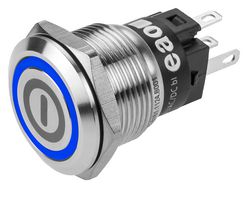 82-5151.1123.B001 - Vandal Resistant Switch, Engraved, On / Off, 82, 19 mm, SPDT, Momentary, Round Flush - EAO