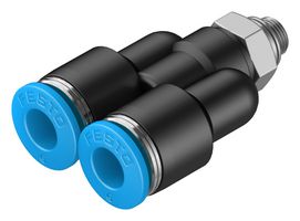 190674 - Push-In Y-Fitting, M5, 6 bar, 6 mm Outer Dia Tube, PBT (Polybutylene Terephthalate) - FESTO