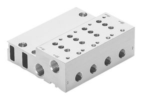 525225 - Manifold Block, G1/4, G1/8, 10 Outlet, MHP3 Series Solenoid Valve - FESTO