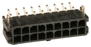 43045-1806 - Pin Header, Wire-to-Board, 3 mm, 2 Rows, 18 Contacts, Surface Mount Right Angle - MOLEX