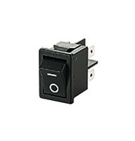 1858.1104 - Rocker Switch, On-Off, DPST, Non Illuminated, Panel Mount, Black, 1858 Series - MARQUARDT