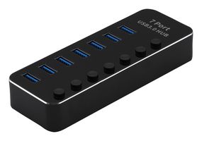 14.02.5057 - USB Hub, 4 Port, USB 3.2 Gen1, Switchable, 5 Gbps, USB 3 Type B Female to USB 3 Type A Female, Black - ROLINE