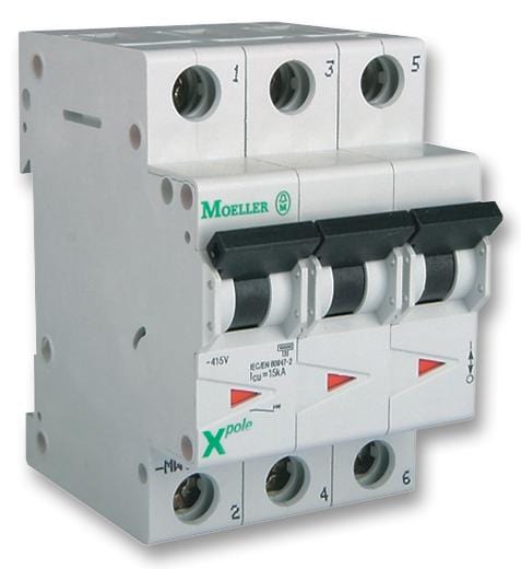 EATON MOELLER Thermal Magnetic FAZ-C40/3 MINIATURE CKT BREAKER, 3P, 40A, 415VAC EATON MOELLER 3441409 FAZ-C40/3