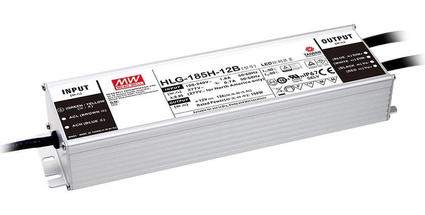 MEAN WELL LED Drivers / PSU HLG-185H-54B LED DRIVER PSU, AC-DC, 54V, 3.45A MEAN WELL 2944068 HLG-185H-54B