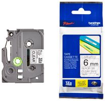 TZE-111 Tape, Black On Clear, 6mm W, 8m L Brother