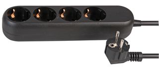 PEL01293 Extension Lead Schuko 4 Gang 3M Black Pro Elec