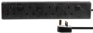 PEL00036 Extension Lead 4G IND SW Blk 1m Pro Elec