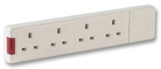 97988 Trailing Socket, 4WAY, White Pro Elec