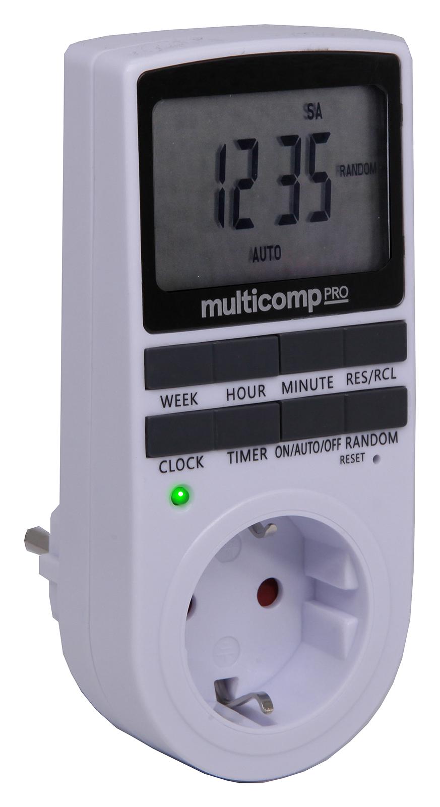 MULTICOMP PRO Digital Timers MP001190 DIGITAL TIMER SW SOCKET, 13A, 230VAC, EU MULTICOMP PRO 3262176 MP001190