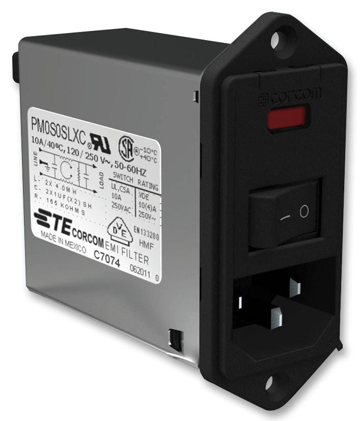CORCOM - TE CONNECTIVITY Power Entry PM0S0DM6E FILTER, INLET, IEC, DUAL FUSE, 6A CORCOM - TE CONNECTIVITY 2318784 PM0S0DM6E
