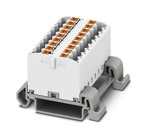 PHOENIX CONTACT Power Distribution Blocks PTFIX 18X2,5-NS35A WH TB, DISTRIBUTION BLOCK, 18P, 12AWG, WHT PHOENIX CONTACT 3242454 PTFIX 18X2,5-NS35A WH