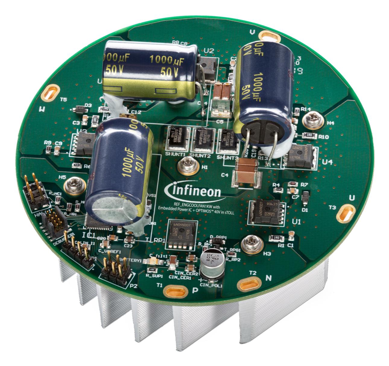 INFINEON Application Specific & Reference Design Kits REFENGCOOLFAN1KWTOBO1 REF DESIGN BOARD, ENGINE COOLING FAN INFINEON 3587133 REFENGCOOLFAN1KWTOBO1