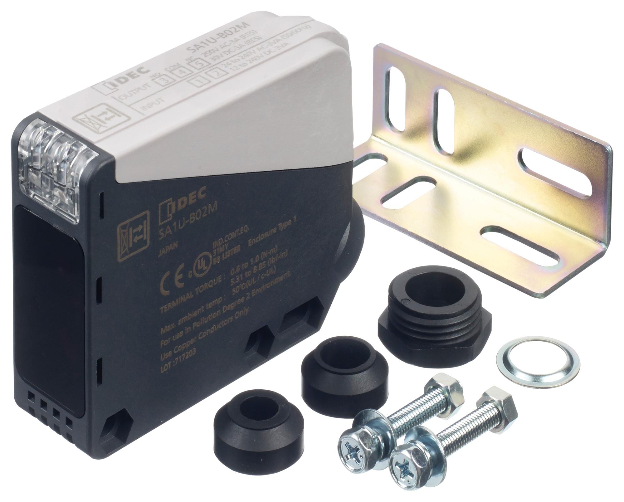 IDEC Distance SA1U-B02M PHOTOELECTRIC SENSOR, 2M, RELAY, SCREW IDEC 2833038 SA1U-B02M