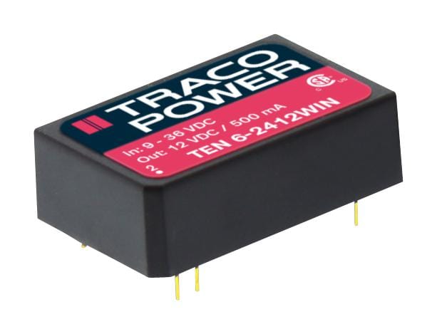 TRACO POWER Isolated Board Mount TEN 6-2421WIN DC/DC CONVERTER, 2 O/P, 0.5A, 5V TRACO POWER 2280230 TEN 6-2421WIN