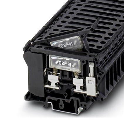 PHOENIX CONTACT Fused UK 6,3-HESILED 24 FUSE MODULAR TB, 2WAY, 6AWG, BLACK PHOENIX CONTACT 3259478 UK 6,3-HESILED 24