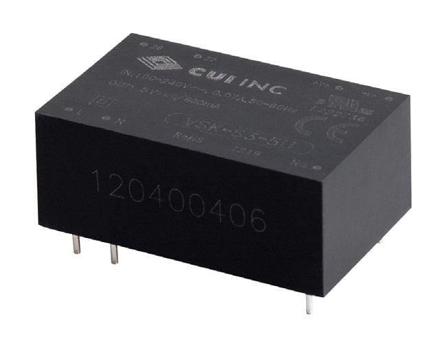 CUI PCB Mount - Single Ouput VSK-S3-5U POWER SUPPLY, ITE, 5V, 0.6A CUI 3594680 VSK-S3-5U