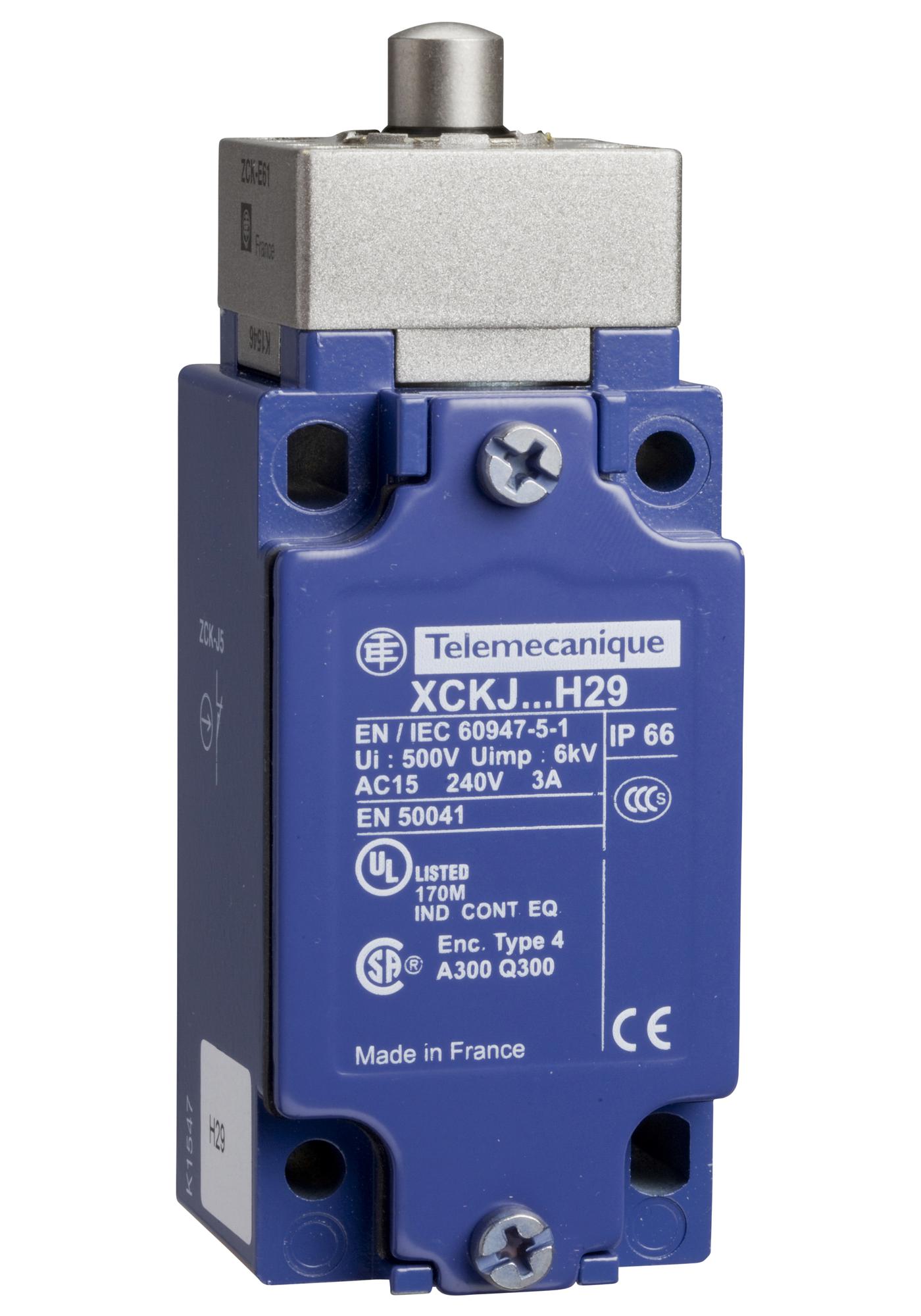 SCHNEIDER ELECTRIC Limit Switch XCKJ161H29 LIMIT SWITCH, 1NO/1NC, PLUNGER SCHNEIDER ELECTRIC 3107679 XCKJ161H29