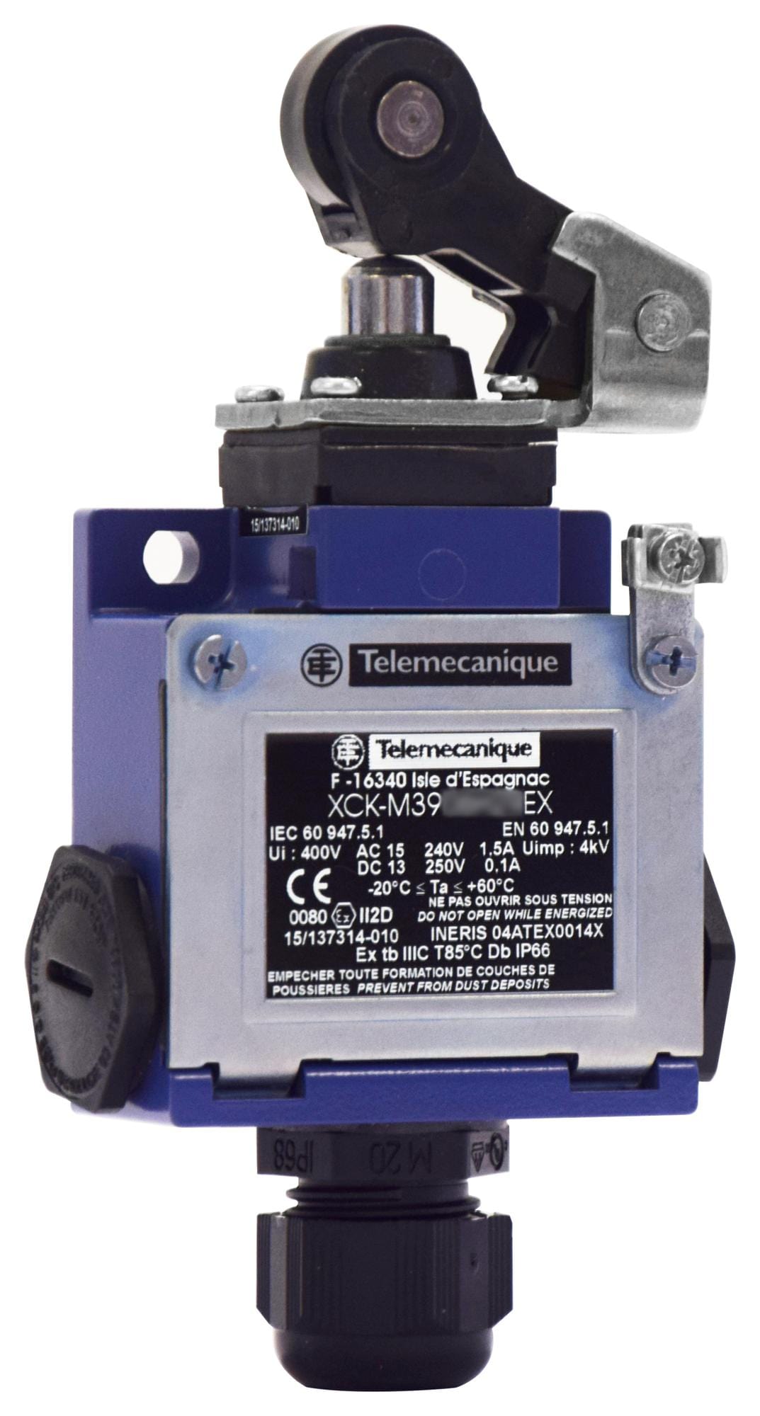 TELEMECANIQUE SENSORS Limit Switch XCKM3921H29EX LIMIT SW, PLUNGER, DPST-NC/SPST-NO, 1.5A TELEMECANIQUE SENSORS 3130457 XCKM3921H29EX