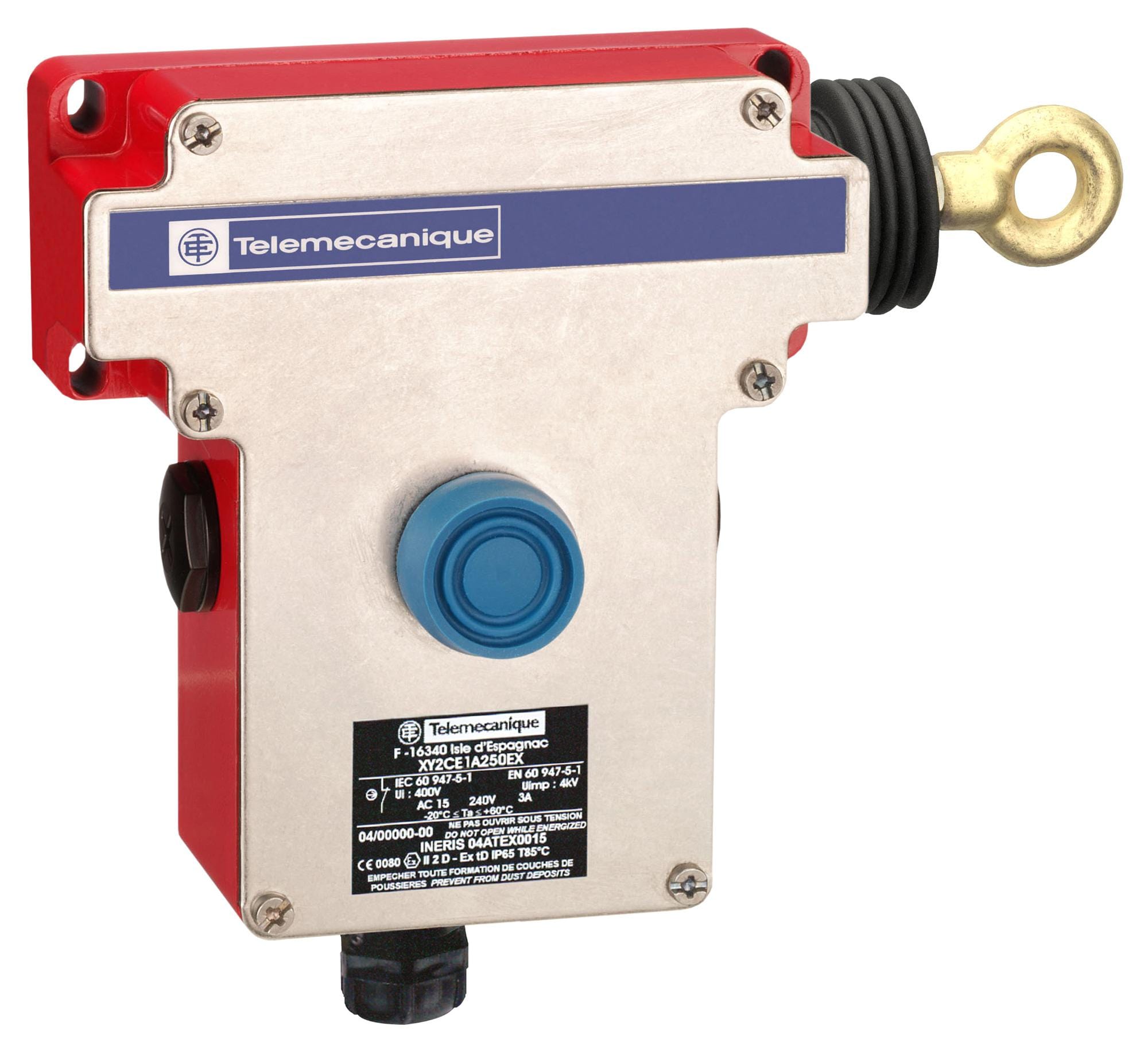 TELEMECANIQUE SENSORS Grabwire XY2CE1A250EX GRABWIRE SWITCH, SPST-NC/NO, 3A, 240V TELEMECANIQUE SENSORS 3130353 XY2CE1A250EX