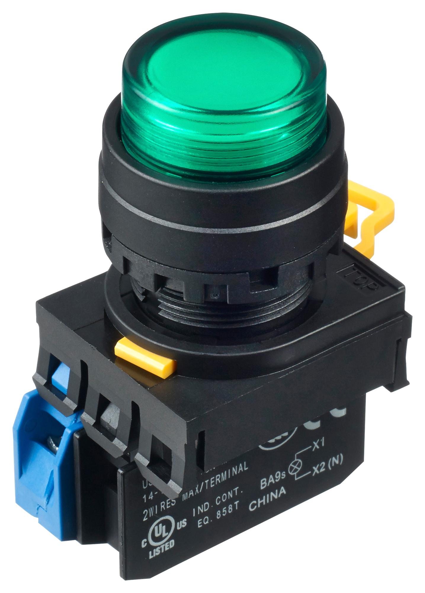 IDEC illuminated YW1L-AF2E10QM3G PB SWITCH, SPST-NO, 240VAC, SCREW, GREEN IDEC 2833757 YW1L-AF2E10QM3G