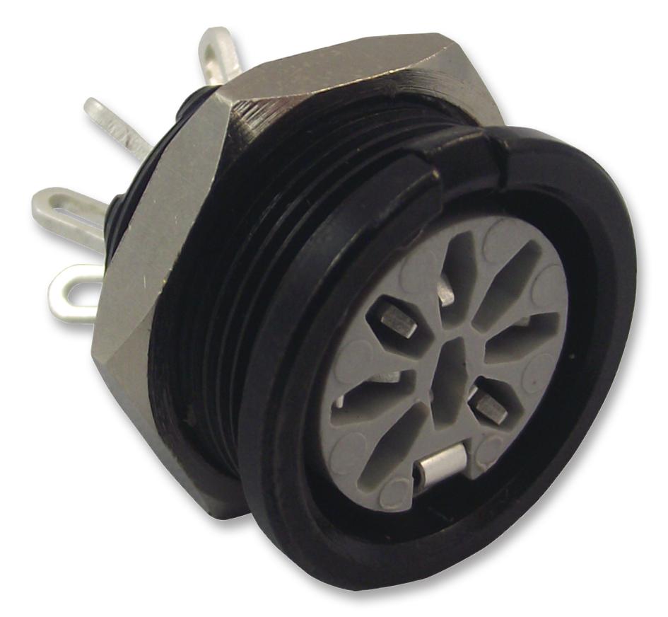 651-0800 SOCKET, DIN, PANEL, BLACK, 8POLE DELTRON COMPONENTS