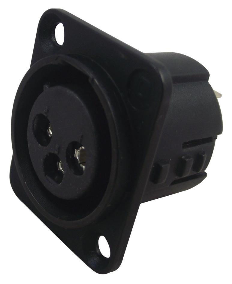 718-0301 SOCKET, XLR, PANEL, BLACK, 3POLE DELTRON COMPONENTS